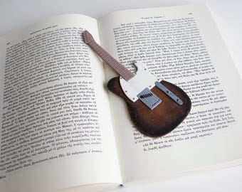 Electric Guitar Bookmark: Polymer Clay Gift for Book Lovers