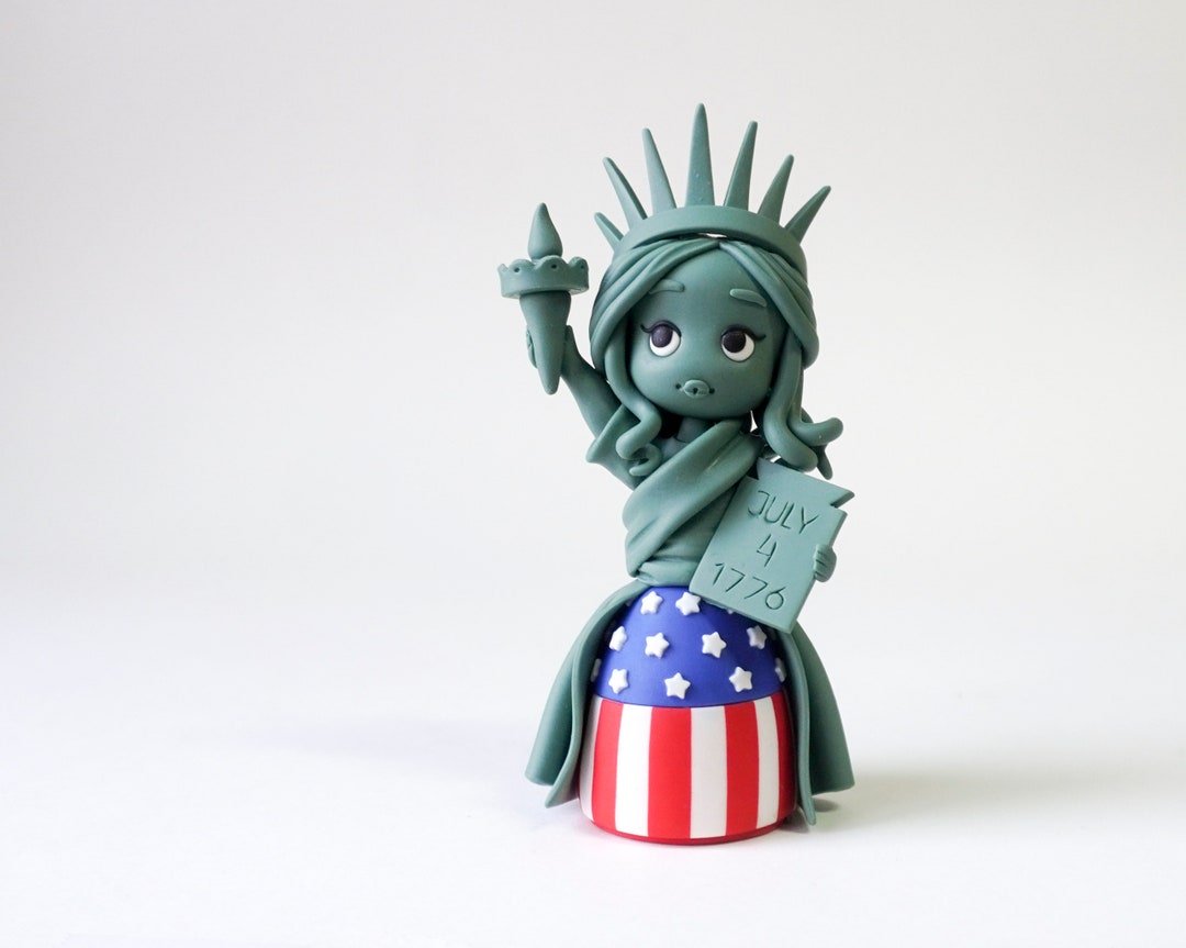 Statue of Liberty Figurine, Lady Liberty Polymer Clay Miniature, Girl