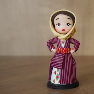 Doll in traditional costume from Kalymnos, Polymer clay greek folk doll, Handmade collectible ethnic figurine, Folk art
