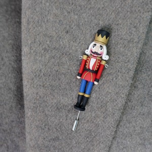 Nutcracker brooch, Polymer clay gift for Christmas, Nutcracker ballet inspired jewelry