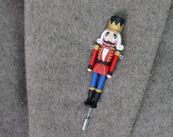 Nutcracker brooch, Polymer clay gift for Christmas, Nutcracker ballet inspired jewelry