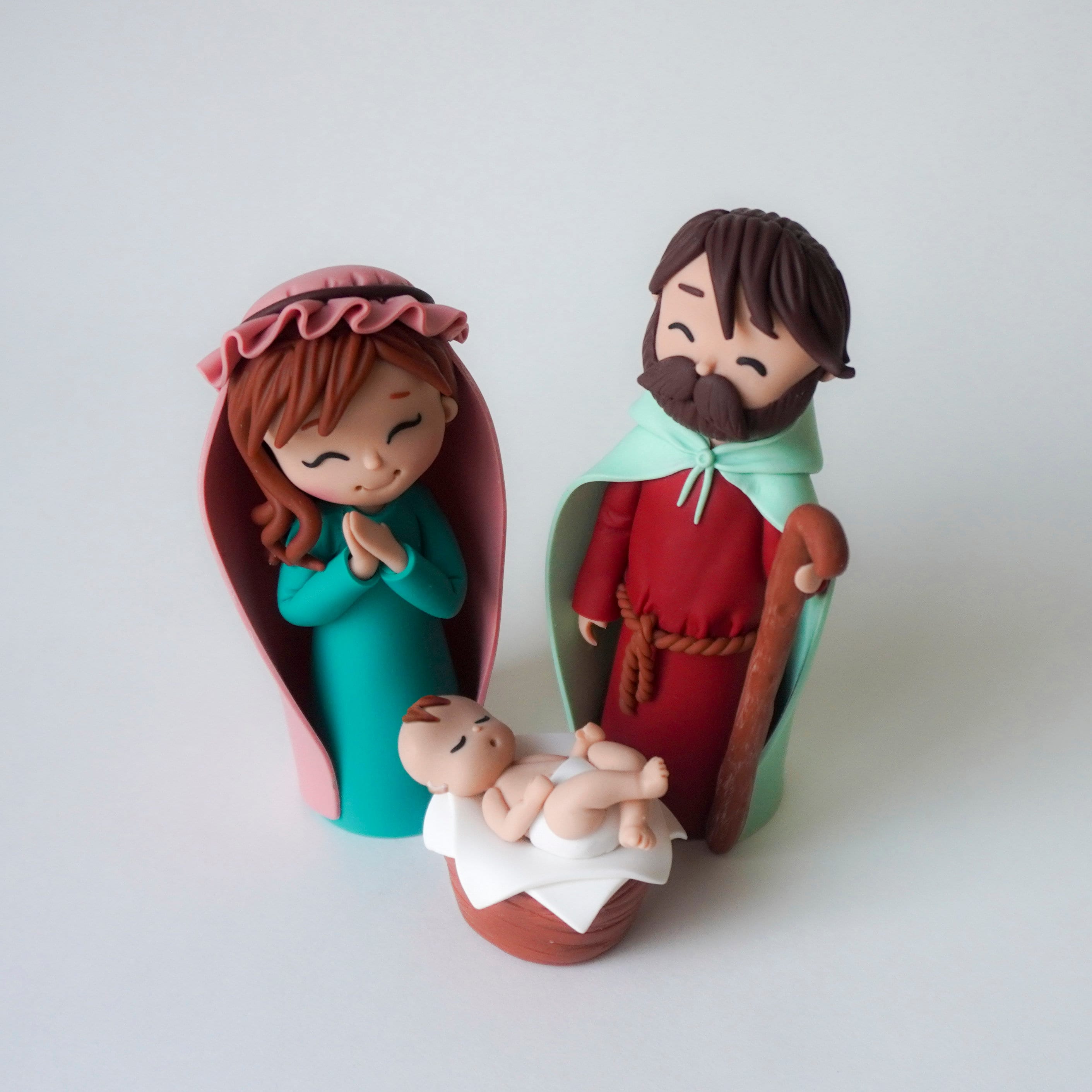 Polymer Clay Nativity Scene Mary Joseph Baby Jesus Figurines Etsy