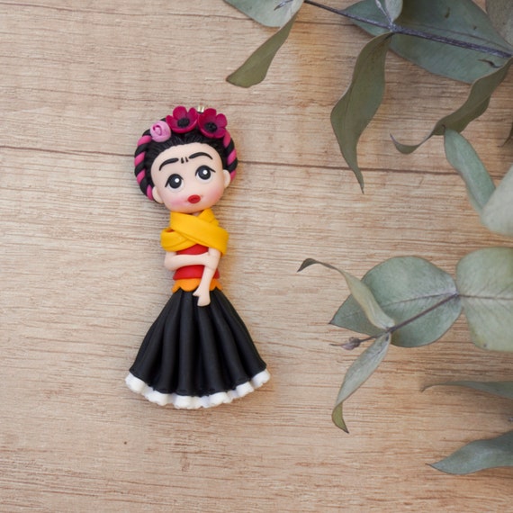 Mexican Culture Inspired Polymer Clay Doll Necklace Mexican Girl