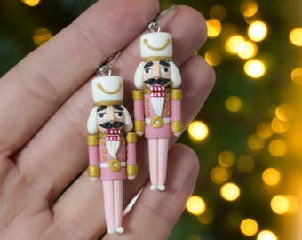 Nutcracker polymer clay earrings, Handmade gift for Christmas, Nutcracker ballet inspired jewelry