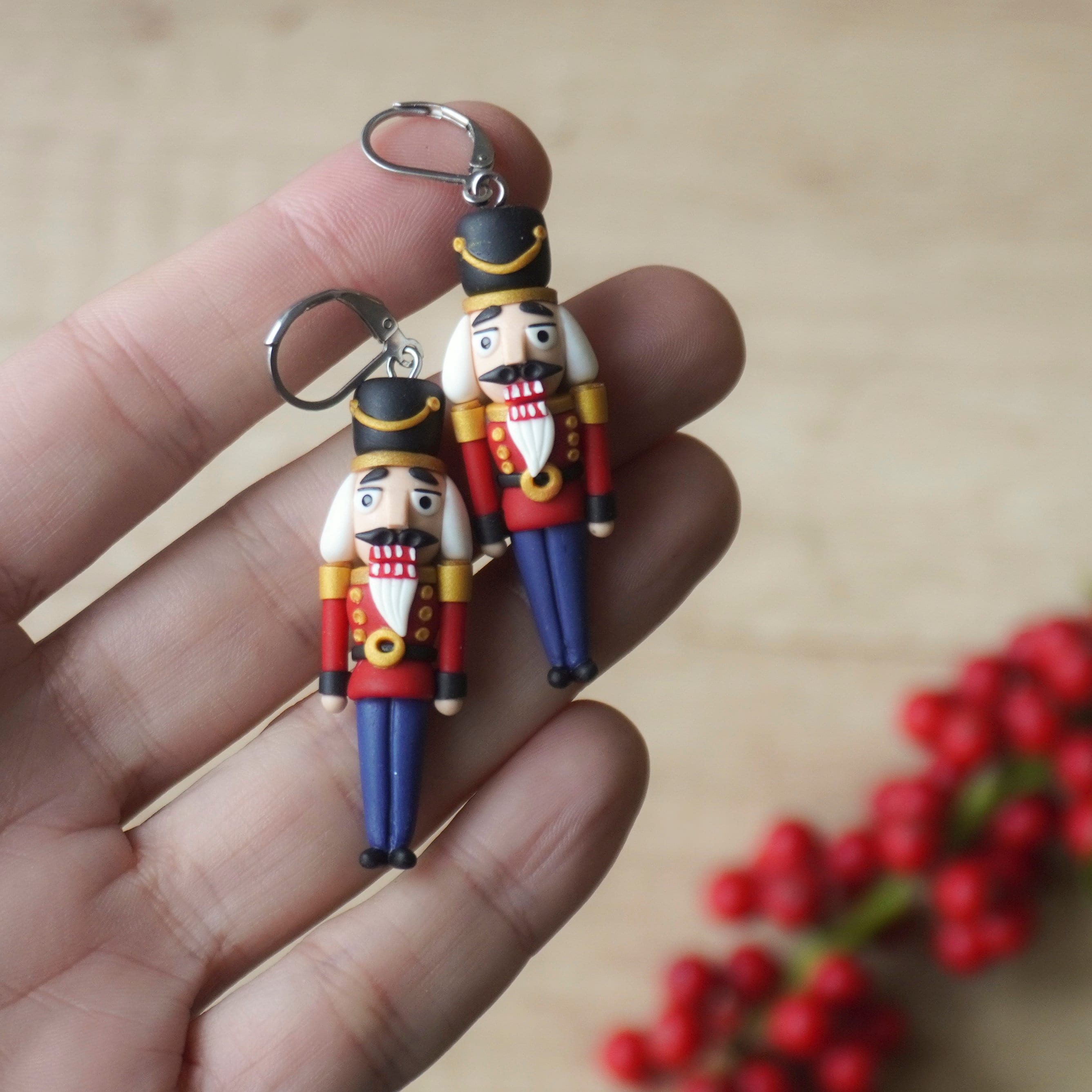 Nutcracker Polymer Clay Earrings Handmade Gift for Christmas Etsy