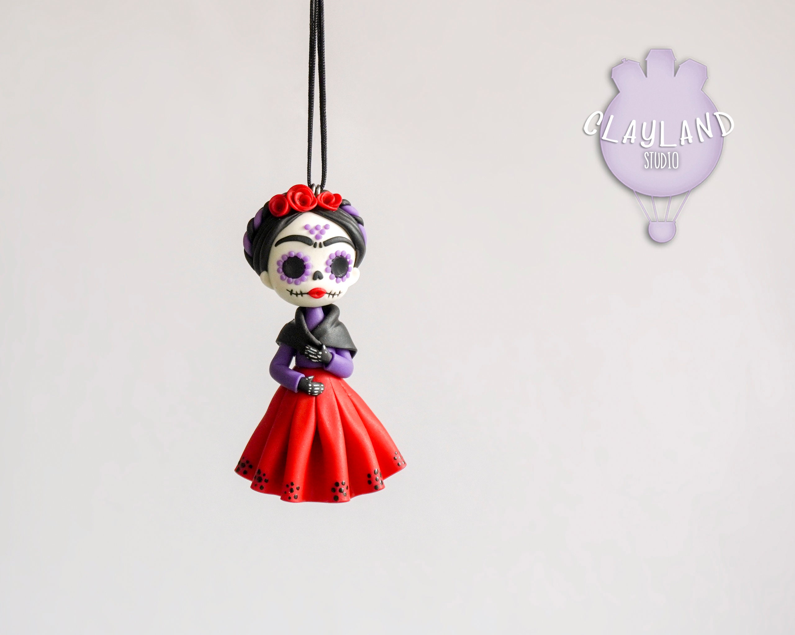Paper Catrina Day Of Dead Center Purple Hanging Party Decoration 