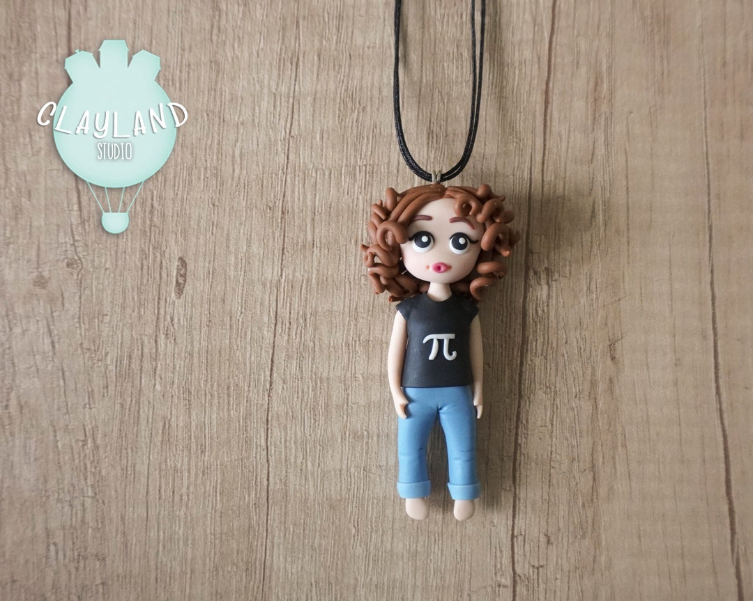 Personalized Doll Necklace for Mathematician, Polymer Clay Math Teacher ...