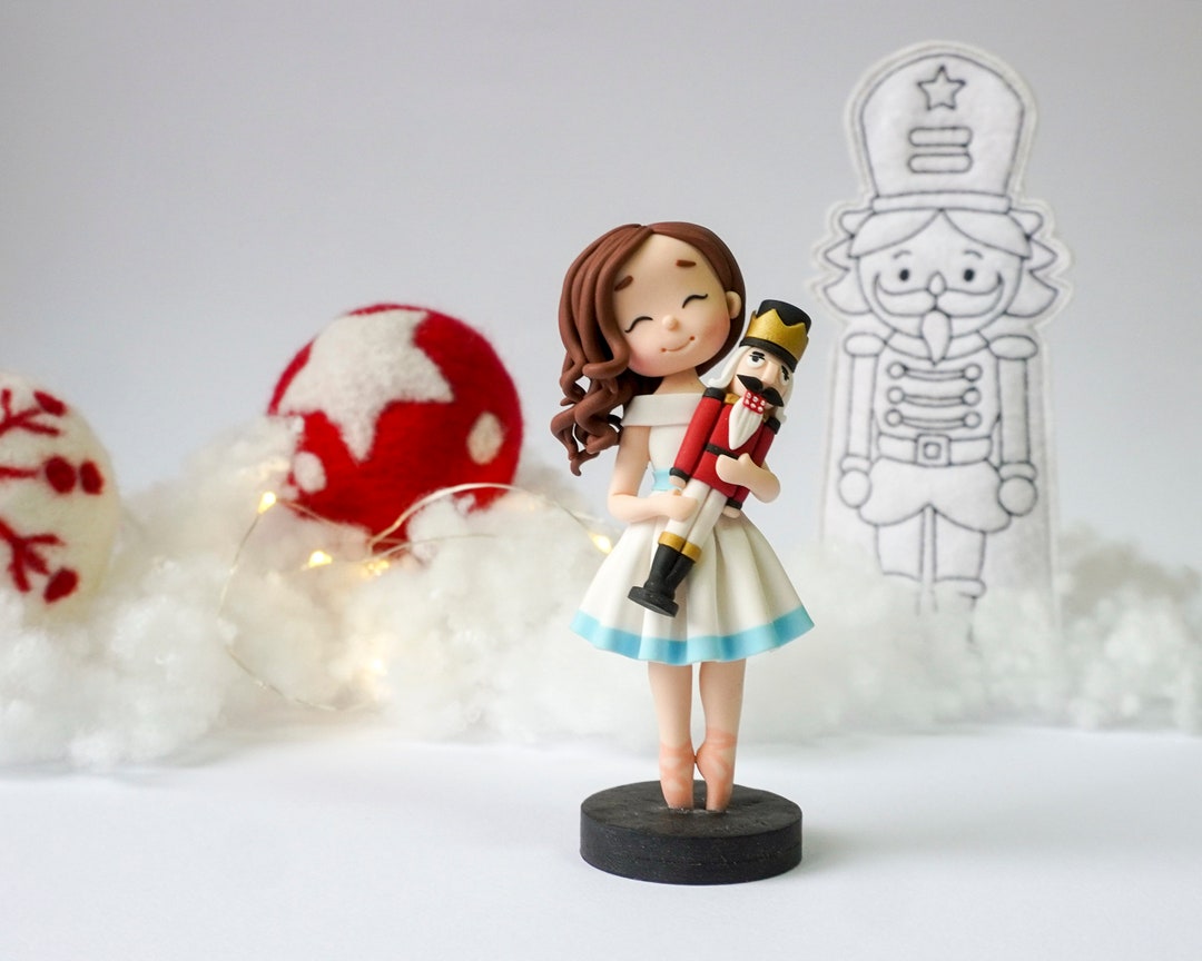 Clara and the Nutcracker Polymer Clay Figurine, Nutcracker Ballet Art Doll, Nutcracker and