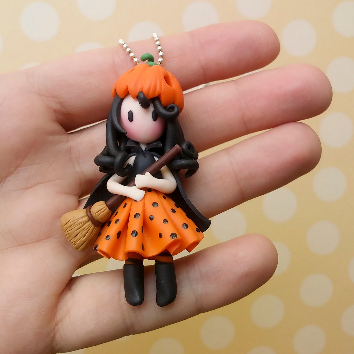 Cute Polymer Clay Witch Necklace Halloween Polymer Clay Etsy
