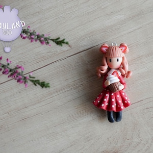 Pastry chef polymer clay pendant, Girl with a cupcake necklace, Polymer clay doll charm, Polymer clay unique jewelry, Gift for her