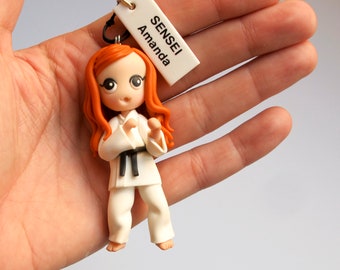 Personalized Karate Gifts, Martial Arts polymer clay doll, Custom Karate Sensei gift, Karate athlete polymer clay figurine