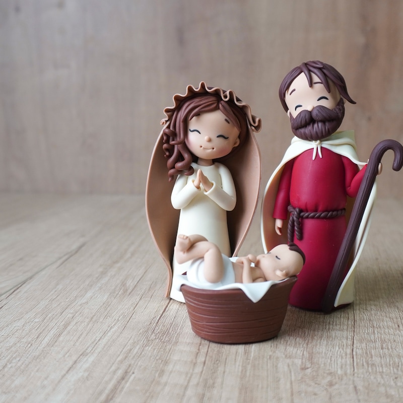 Off-White Christ's Birth Handmade Clay Art