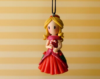 Handmade Polymer Clay Christmas Doll Pendant: Holiday Charm