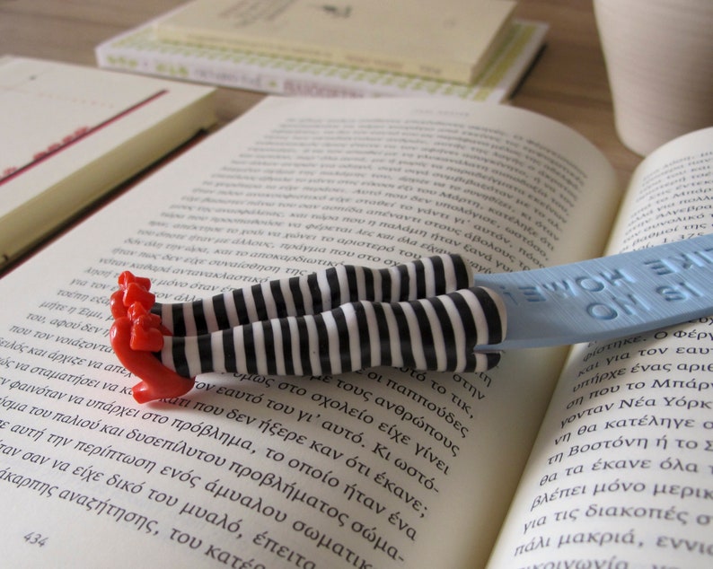 Book lovers gift ideas, Polymer clay legs bookmark, Red shoes bookmark, Dorothy Wizard of Oz, Gift for Bookworm, Gift for Readers image 5