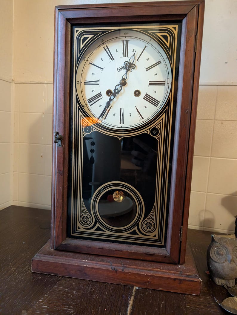 Vintage 1970's Wooden Case Brass Pendulum Bim Bam Cornwall Clock With ...