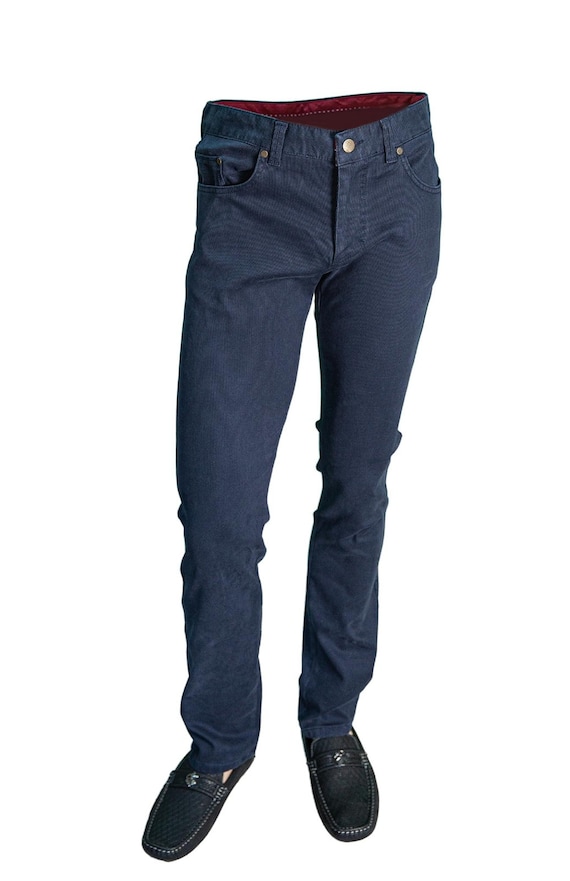 blue skinny dress pants SARTORIA PARTENOPEA Blue Velvet Cotton Tuxedo Dress Pants EU 46 New US 30 main image 0