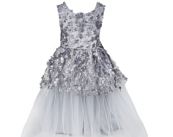 Girl's Floral Mesh Sleeveless Party Dress