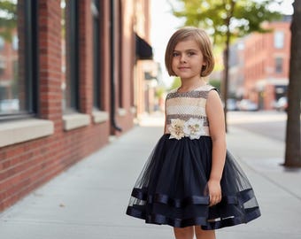 Vestido de niña de las flores con tutú en capas