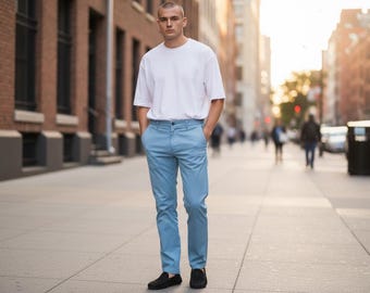 Pantalones de vestir ajustados azul grisáceos