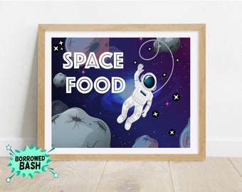 Space Food Party Sign PDF, Space Sign Print File, Space Food design, Party Sign, Space Digital Download, Cricut, Silhouette. JPEG, PDF