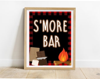 S'MORE BAR sign for birthdays, weddings, bridal showers, camp outs, backyard BBQs