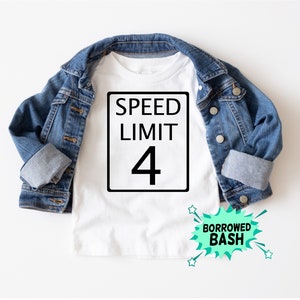 4e verjaardag Speed Limit Shirt SVG, Speed shirt Cut File, Speed Shirt ontwerp, Verjaardag SVG, Speed Limit Digital Download, Cricut, Silhouet