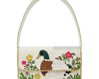 Handgefertigte Perlen Ente Tasche Bestickte Boho Schultertasche mit handwerklichen Details