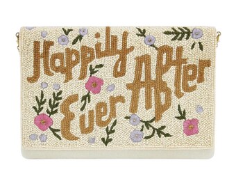 Happily Ever After, Til Death Seed Beaded Clutch Crossbody Purse Bride Wedding Gift