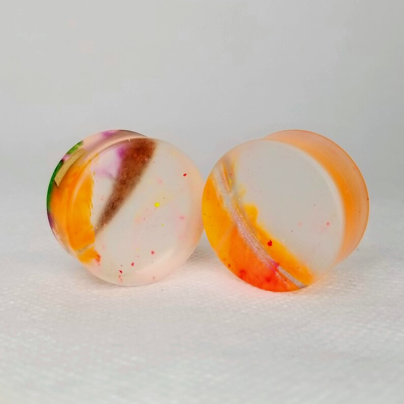 Handmade Mahogany and Resin Ear Plug Gauged Jewelry 25mm 1 inch
