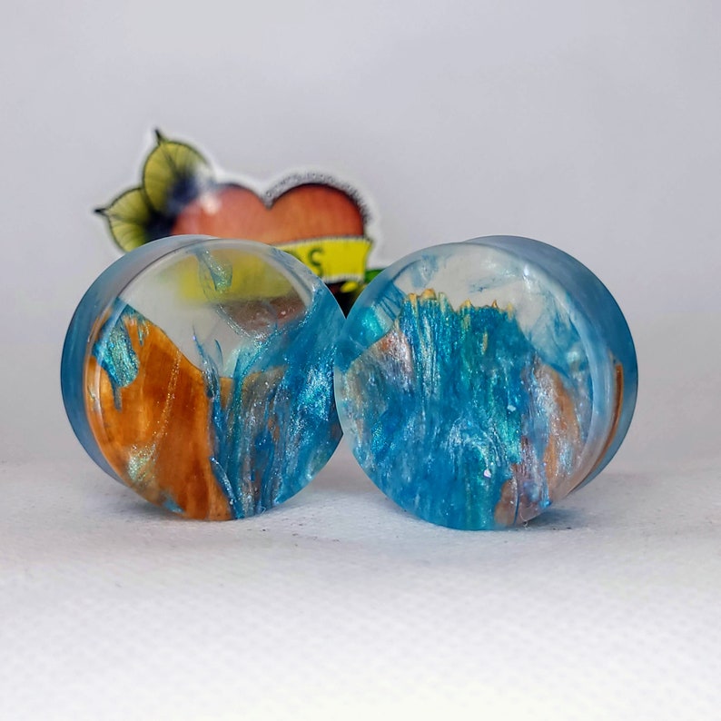 32mm 1 14 inch Handmade Maple Burl and Resin Ear Plug Gauged Jewelry