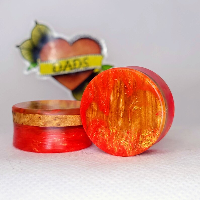 28mm Handmade Maple Burl and Resin Ear Plug Gauged Jewelry