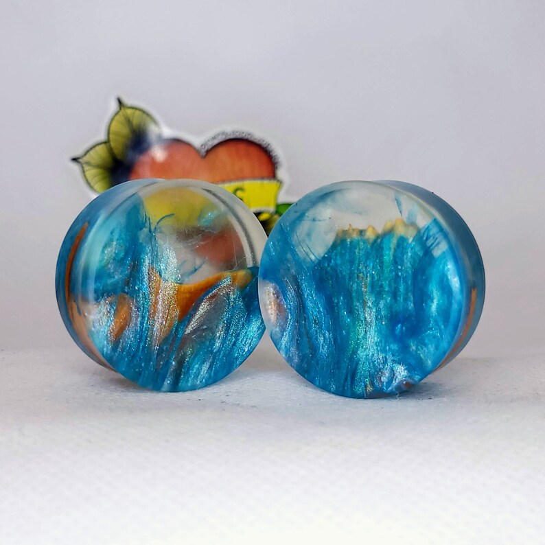 32mm 1 14 inch Handmade Maple Burl and Resin Ear Plug Gauged Jewelry