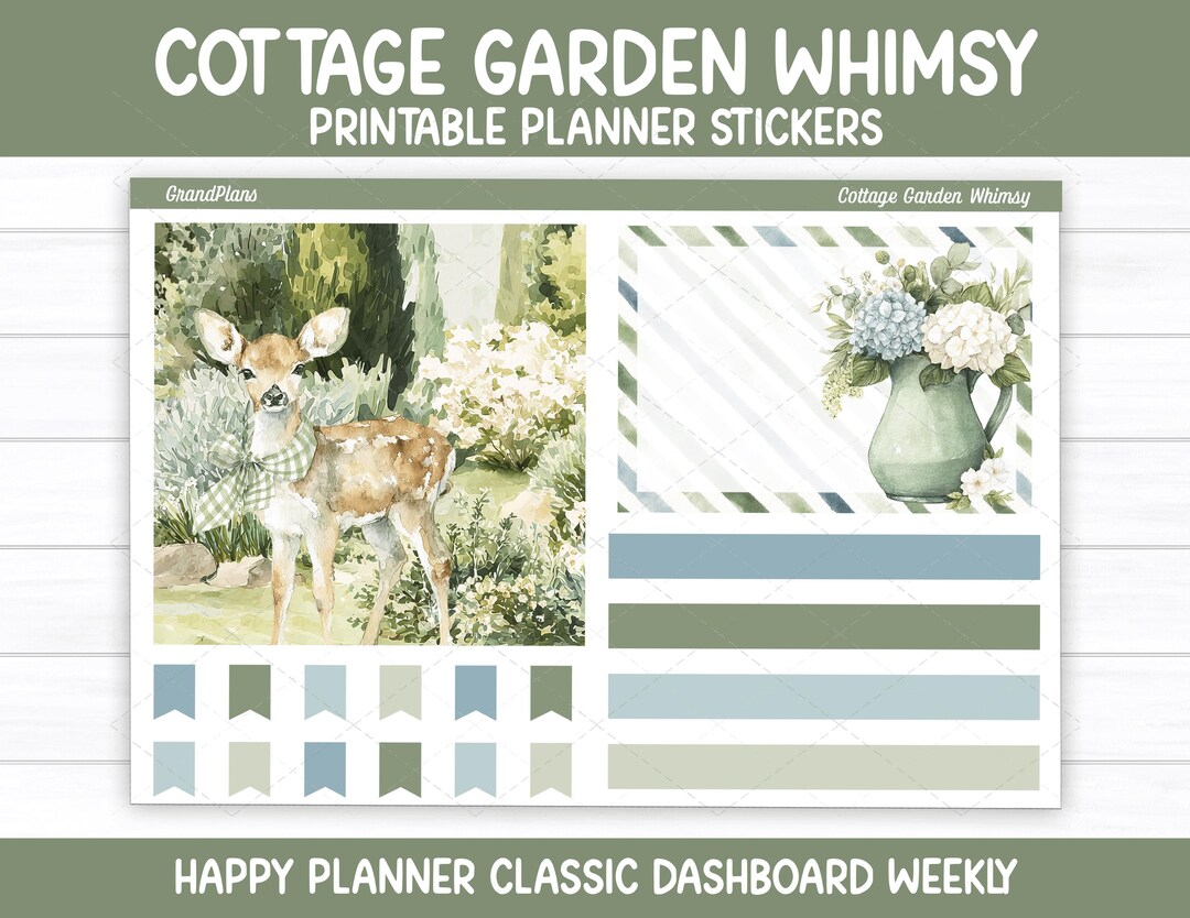 Cottage Garden Whimsy Weekly Sticker Kit for the Classic Happy Planner ...