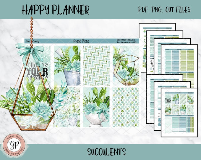 Printable Stickers | Happy Planner | Weekly Sticker Kit - SUCCULENTS ...