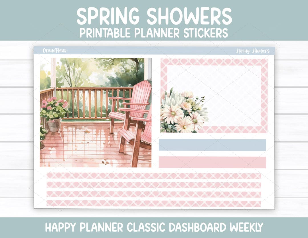 Spring Showers Weekly Sticker Kit for Classic Happy Planner Dashboard ...
