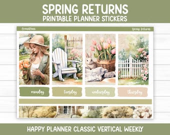 Spring Returns Weekly Sticker Kit for the Classic Happy Planner (Printable)