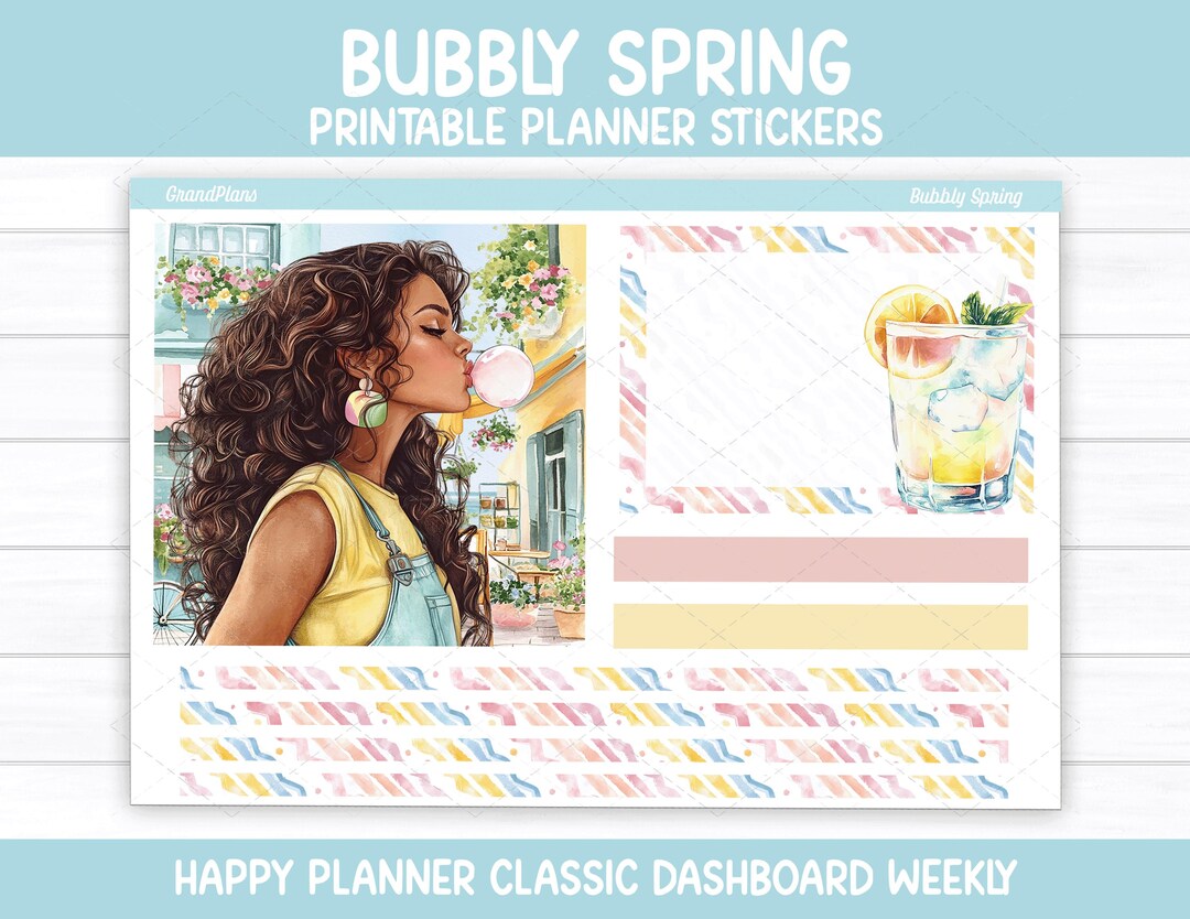 Bubbly Spring Weekly Sticker Kit for the Classic Happy Planner ...