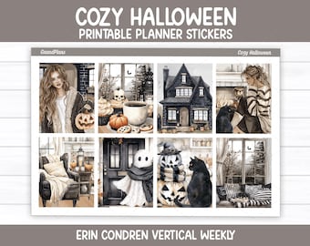 Kit de pegatinas semanales de Halloween para Erin Condren y planificadores verticales (imprimible)
