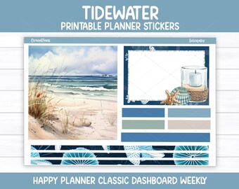 Tidewater Weekly Sticker Kit for the Classic Happy Planner Dashboard (Printable)