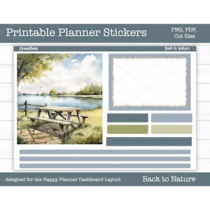 Printable Planner Stickers, Back to Nature Weekly Sticker Kit, Happy Planner Dashboard Layout, Digital Stickers, Cricut PNG