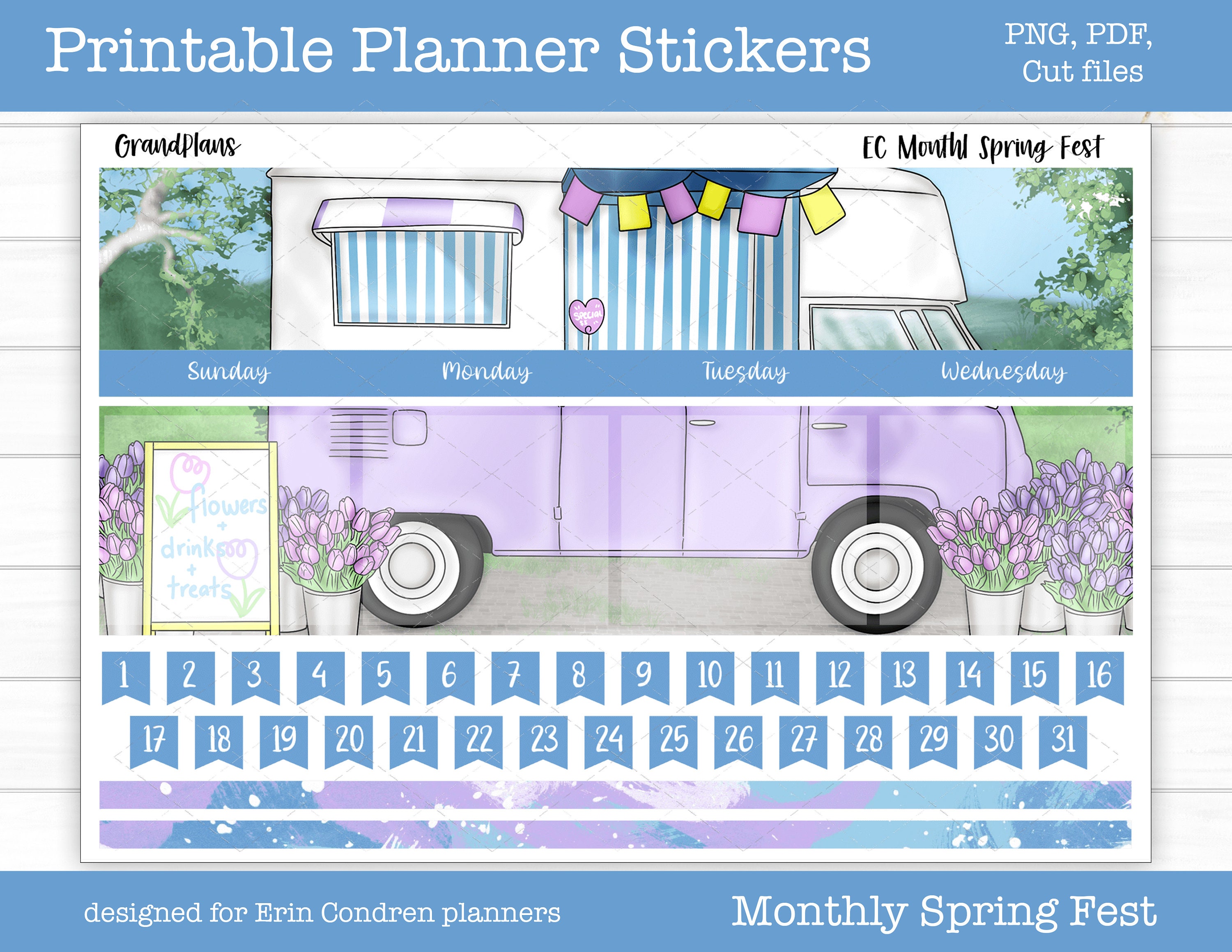 Printable Erin Condren Monthly Kit Planner Stickers Spring - Etsy