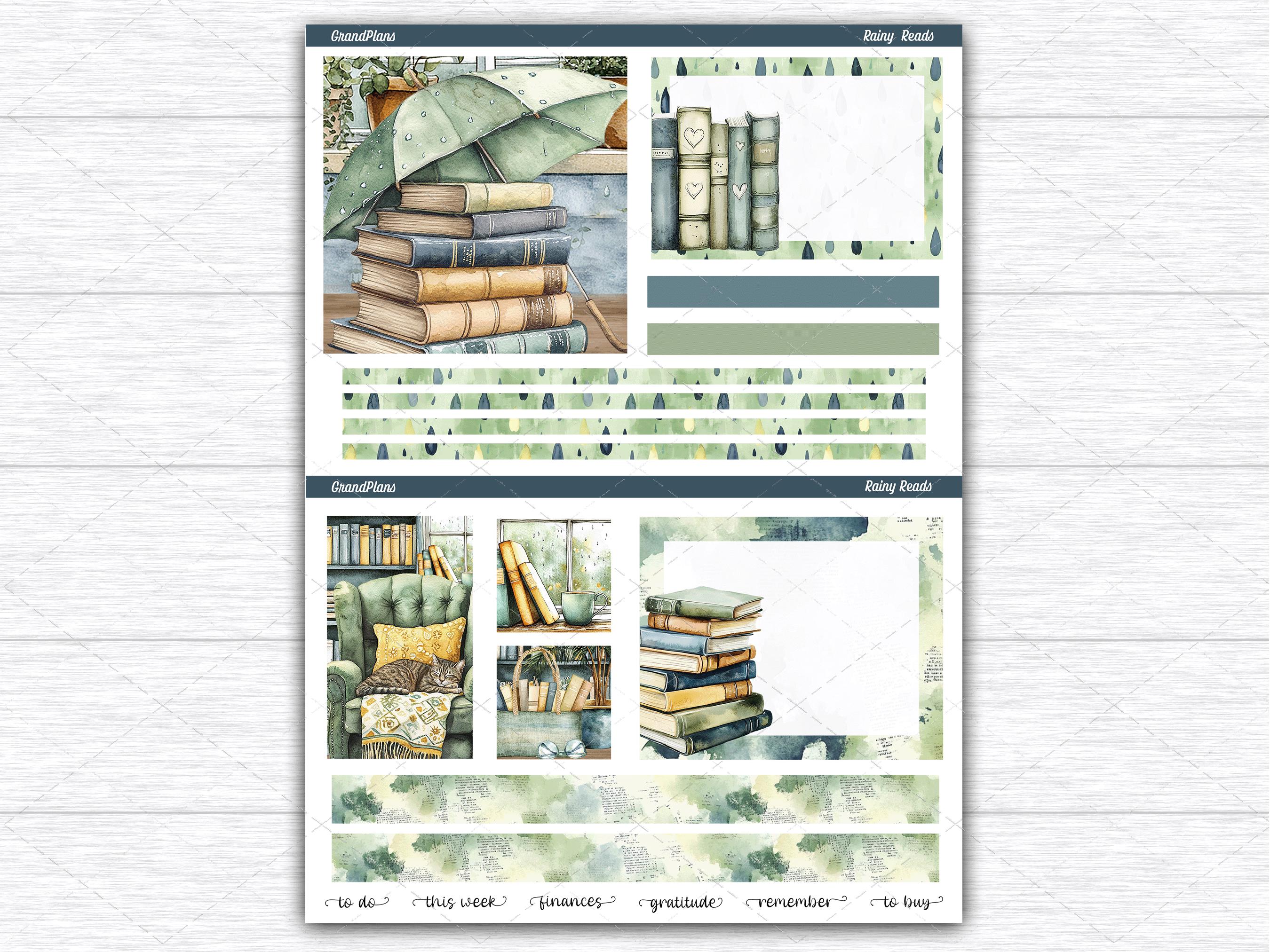 Rainy Reads Weekly Sticker Kit for the Classic Happy Planner Dashboard ...