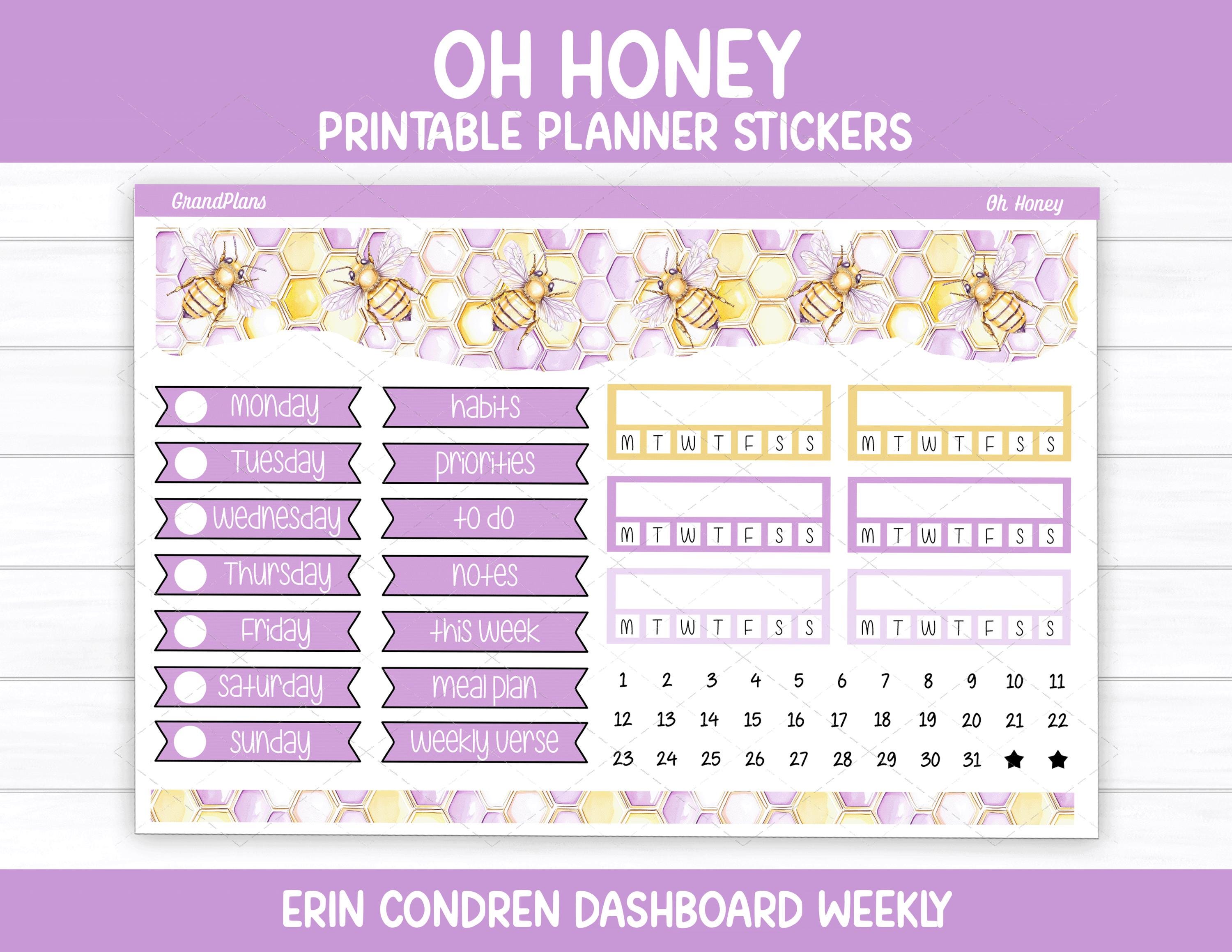 Oh Honey Weekly Sticker Kit for the Erin Condren Dashboard Planner ...