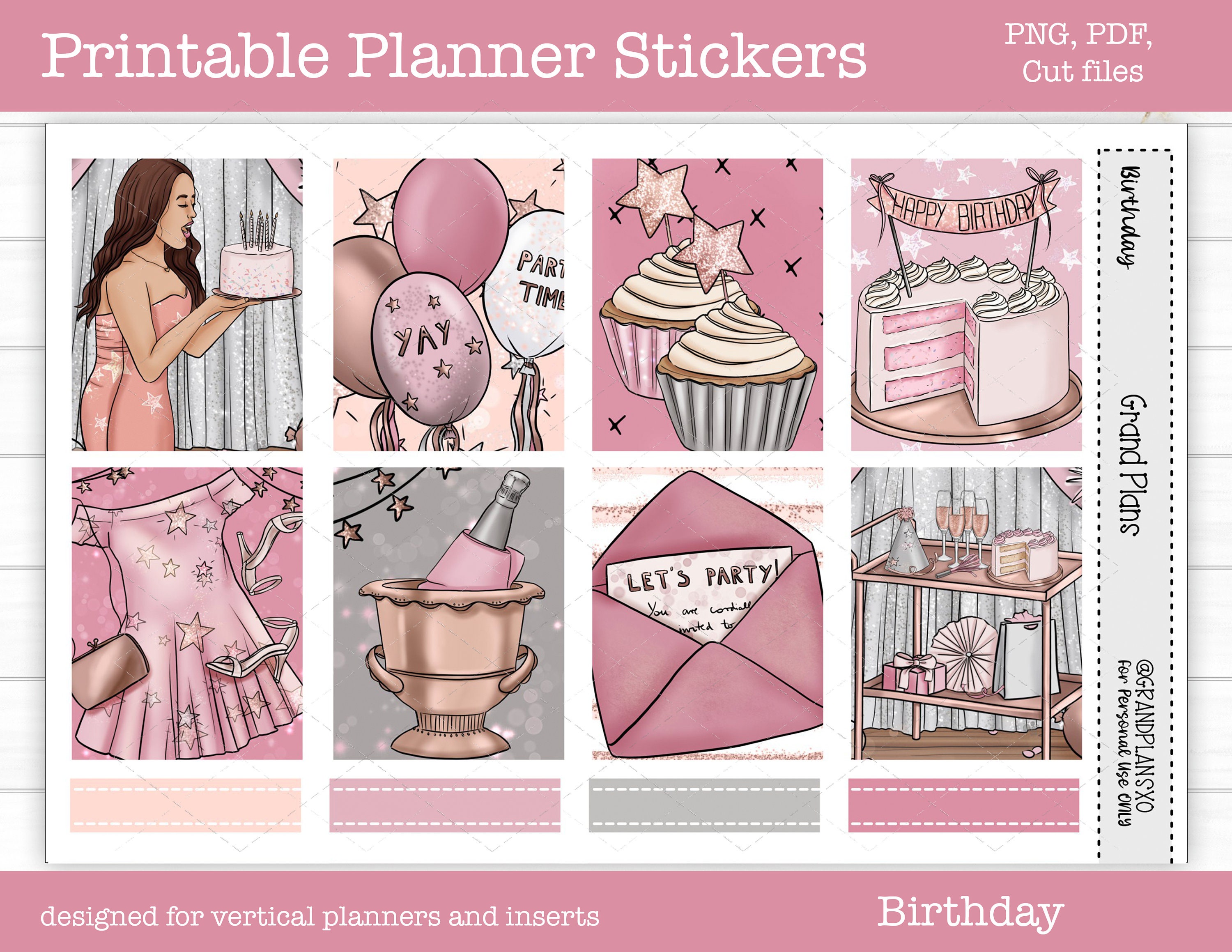 BIRTHDAY Digital Planner Stickers, Goodnotes Stickers, Party Pre