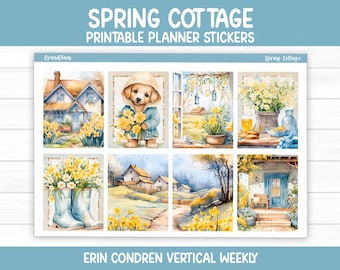 Spring Cottage Weekly Sticker Kit for Erin Condren & Vertical Planners (Printable)