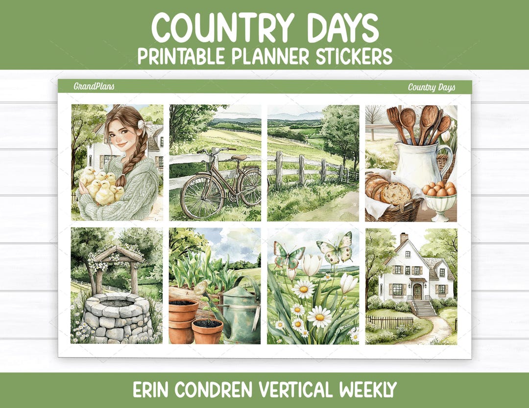 Country Days Weekly Sticker Kit for Erin Condren and Vertical Planners ...