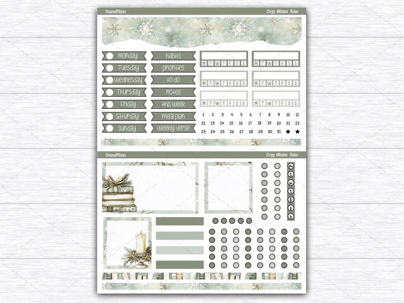 Cozy Winter Tales Weekly Sticker Kit for the Erin Condren Dashboard ...