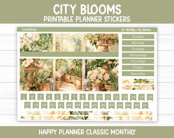 City Blooms Monthly Sticker Kit for the Classic Happy Planner (Printable)
