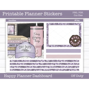 Adesivi stampabili per planner, kit di adesivi settimanali &quot;Fuori servizio&quot;, layout del dashboard di Happy Planner, adesivi per dashboard, file di taglio, PNG Cricut