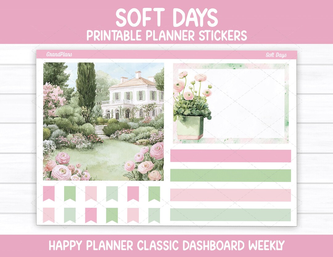 Soft Days Weekly Sticker Kit for the Classic Happy Planner Dashboard ...